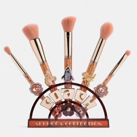 NWT COACH COLLECTION TEA ROSE BRUSH SET MAKEUP SET - Picture 1 of 7